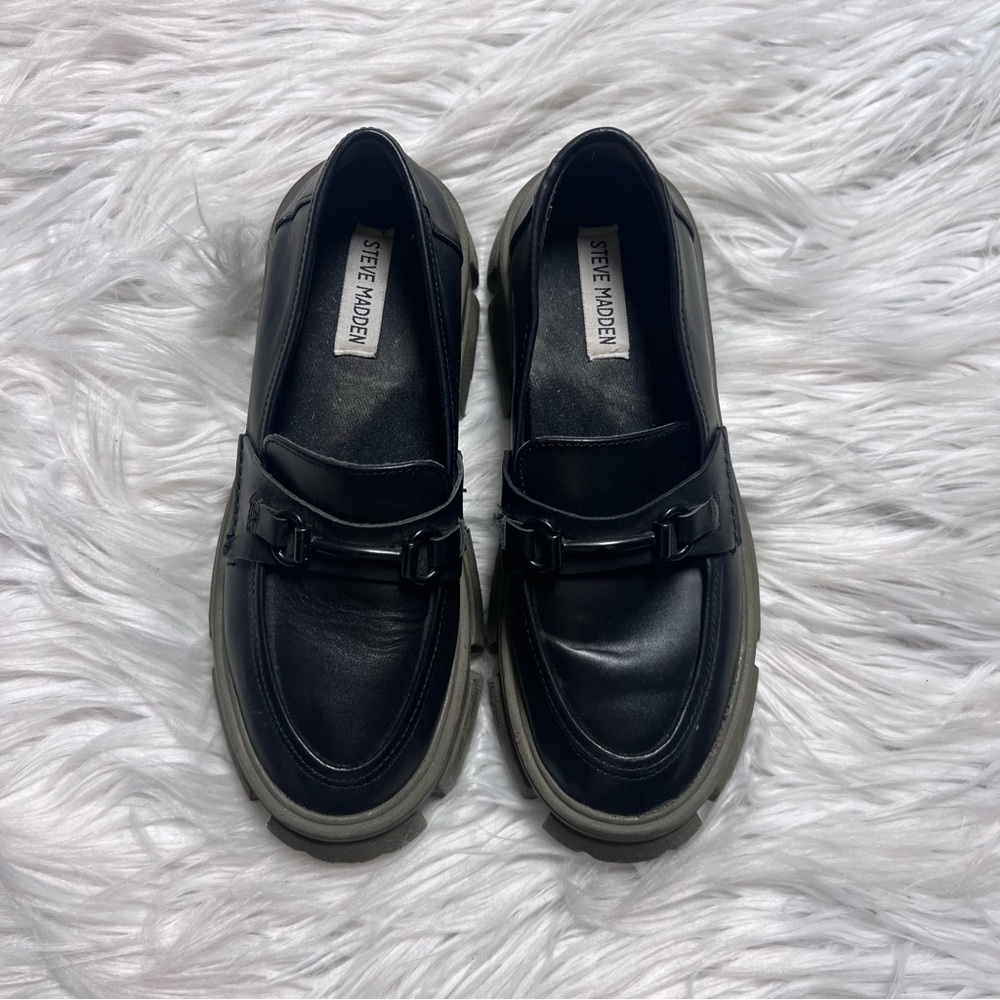 Steve Madden Black Platform horse bit chunky heel Loafers - Picture 3 of 6